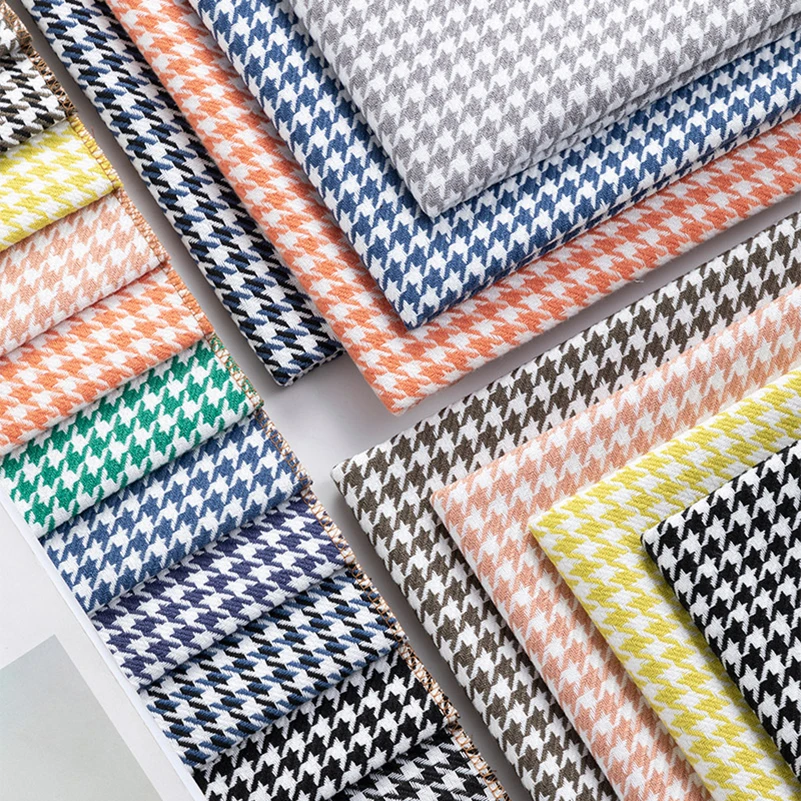 Houndstooth Fabric Cotton Linen Sofa Cloth Table Polyester Furniture Decoration by Half Meter