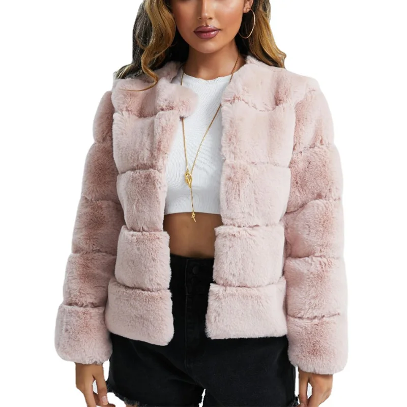 2022 Women's Faux Fur Coat Imitation Fox Fur Winter Warmth Fashion Short Jacket Large Size Ladies Streetwear Fur Coat
