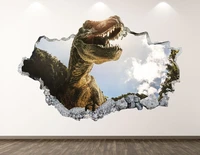 dinosaur wall decal wild animal 3d smashed wall art sticker kids room decor vinyl home poster custom gift kd63
