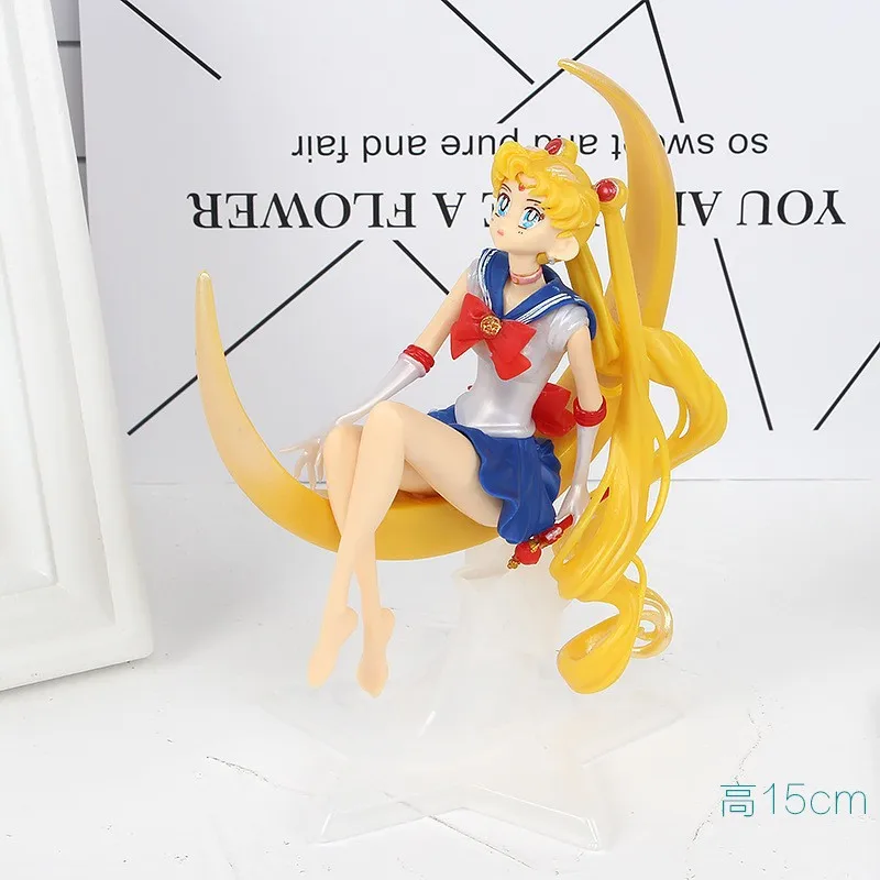

Аниме Фигурка Сейлор Мун, мультяшный брелок, кавайный Tsukino Usagi манга, статуя, ПВХ экшн-фигурка, Коллекционная модель, игрушки, украшение торта