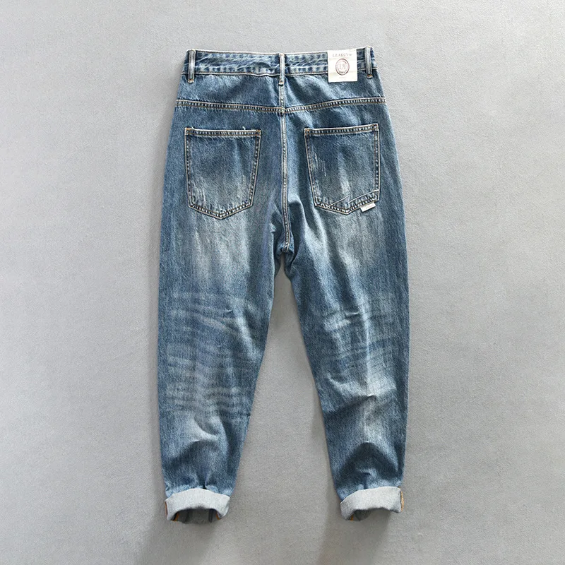 2023 Spring Summer New Vintage Jeans for Men Clothing Washed 100% Cotton Streetwear Casual Oversize Men Trousers A59053