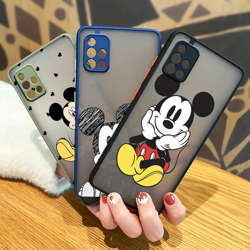 

Cool Mickey Mouse For Samsung Galaxy A01 A11 A12 A02S A21S A31 A32 A42 A51 A50 A52 A71 A72 Frosted Translucent Phone Case
