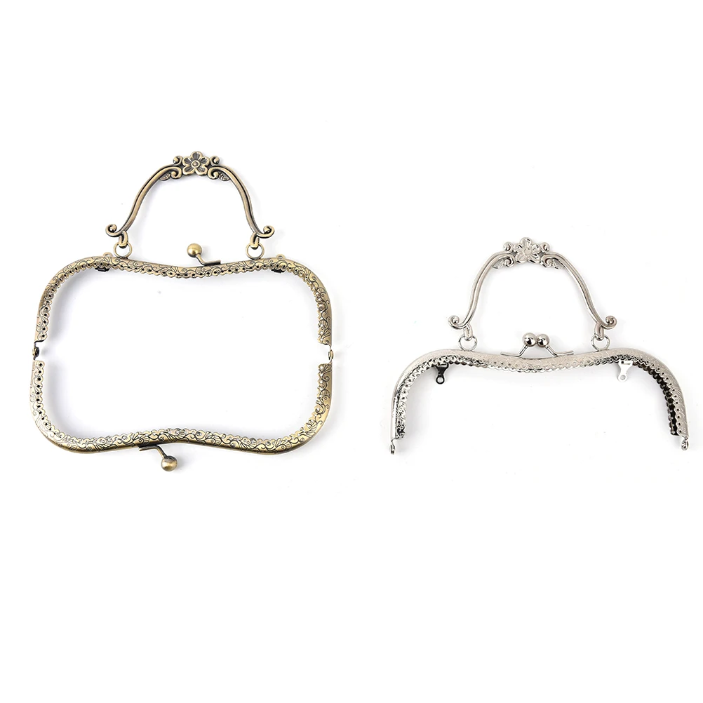 1pc 20.5cm Sewn On Coin Pocket Evening Purse Metal Frame Handbag Buckle Bronze Tone Engraved Handle Accessories Brand New - купить по
