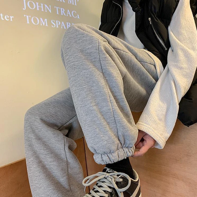 Зимние мешковатые спортивные штаны на подкладке из овечьей шерсти шнуровке с