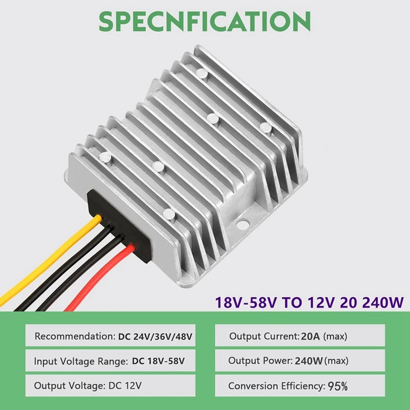 20A 240W тележка для гольфа DC 18V 20V 24V 36V 48V в 12V преобразователь регулятор напряжения