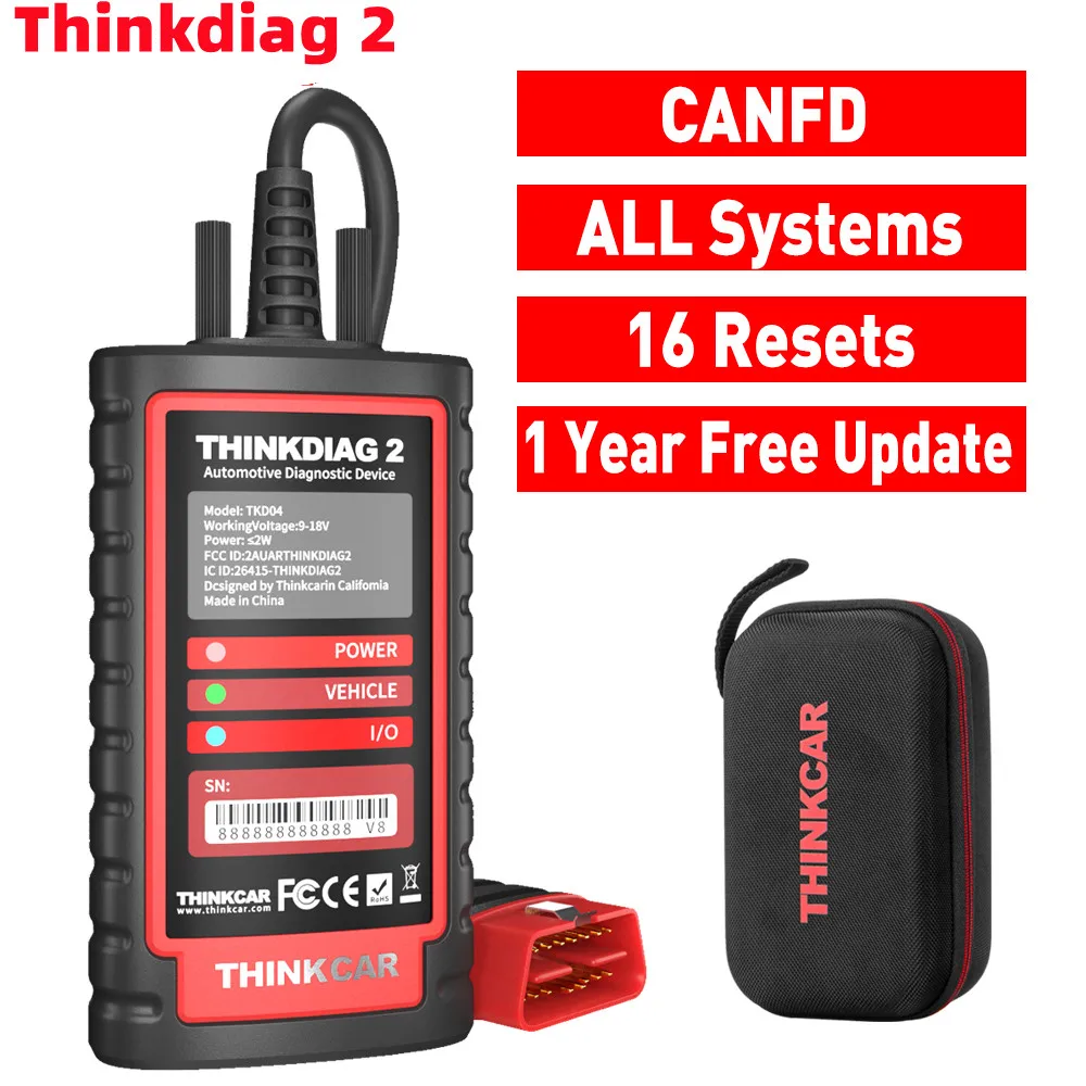 

THINKDIAG 2 CANFD Protocol New Thinkdiag Full software Full System ECU Coding 16 Reset OBD2 Scanner Professional Diagnostic tool