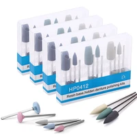 4 sets mixed dental resin base acrylic polishing burs kits ceramic denture drill false teeth polisher rubber head dentist tools
