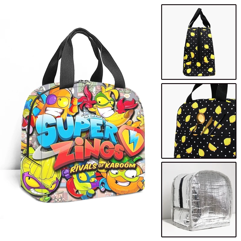 Fashion Print Super Zings Boys Girls Insulated Lunch Bag Thermal Cooler Tote Food Picnic Bags Cute Student Travel Lunch Bags