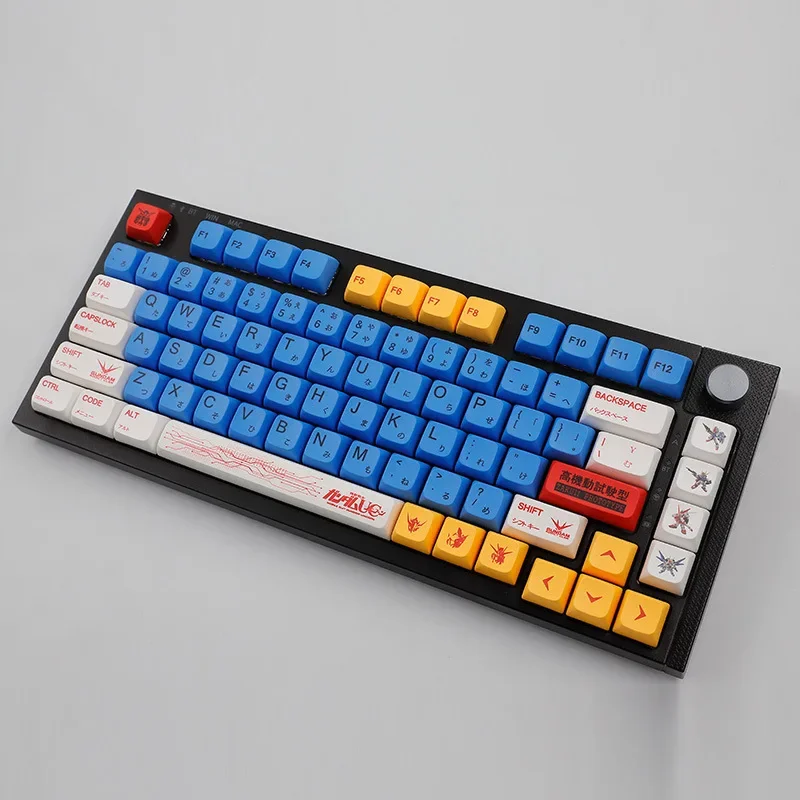 

Gundam Keycap 134 Keys PBT Sublimation DIY Material Production Blue and Yellow Mechanical Keyboard Keycap For Office Game