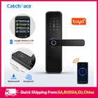 Дверной замок электронный с биометрической разблокировкой по отпечатку пальца, цифровой смарт-замок с Wi-Fi TUYA и приложением по паролю, разблокировка IC-картой для домашней безопасности