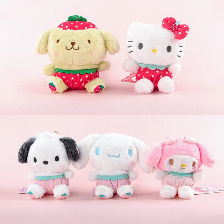

Kawaii Sanriod плюшевые Hello Kittys Cinnamoroll Kuromi Melody Cos клубника милые плюшевые аниме куклы подарок на день рождения детская игрушка