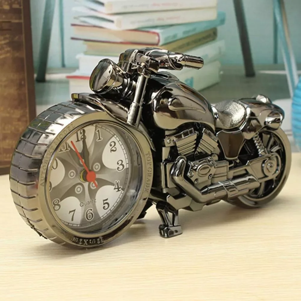 

Creative Motorcycle Shape Quartz Clock Alarm Clock Timekeeper Desktop Home Room Desk Decoration Cool Motorcycle Gift