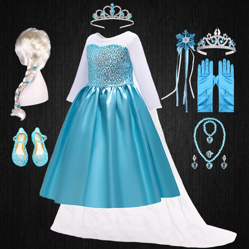 

Платье принцессы Анны для девочек; платья для дня рождения; карнавальный костюм Эльзы на Хэллоуин для младенцев; нарядное платье Снежной Ко...