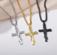 goth cross pendant necklace for women stainless steel vintage horse whip chain men necklaces couple choker aesthetic jewerly
