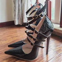 MKKHOU Fashion Pumps New Original Design Snake Pattern Pointed Toe Thin Band High Heels15cm Sexy Women Shoes Crossdesser Shoes