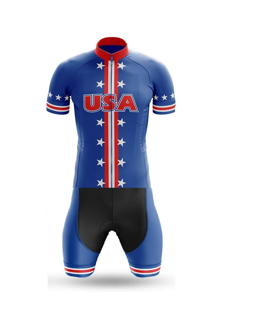 

LASER CUT MEN'S CYCLING WEAR CYCLING JERSEY BODY SUIT SKINSUIT WITH POWER BAND USA NATIONAL TEAM SIZE: XS-4XL