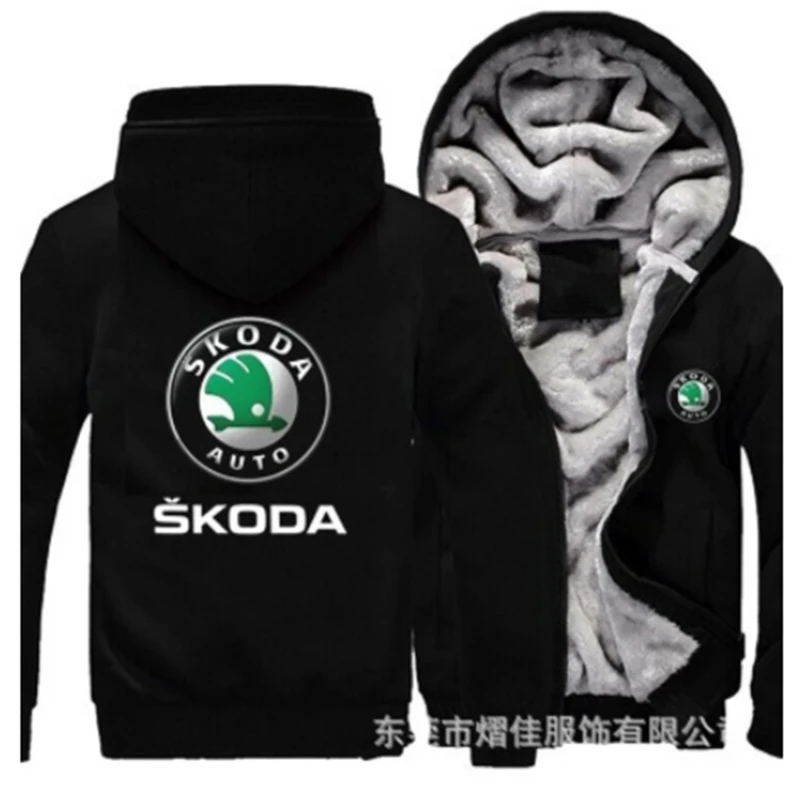 

Winter Hoodies Men Skoda Logo Print Jacket Men Hoodies Thicken Warm Fleece cotton Zipper Raglan Coat Male Tracksuits