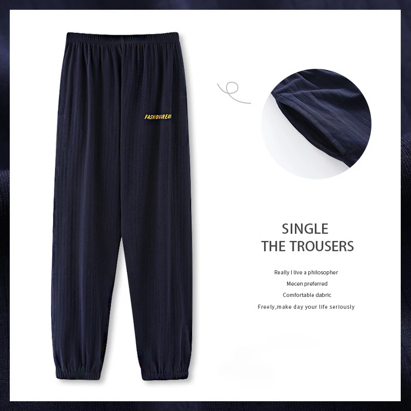 Men's Pajamas Cotton Loose Plus Size Suitable For Four Seasons Casual Breathable Bathe Sleep Bottoms Pants Lounge Wear Bedroom