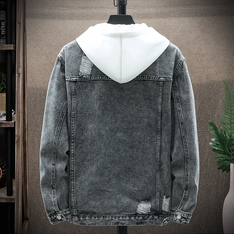 

2022 Men's Autumn Denim Jacket Youth Slim Fit Ripped Denim Jacket