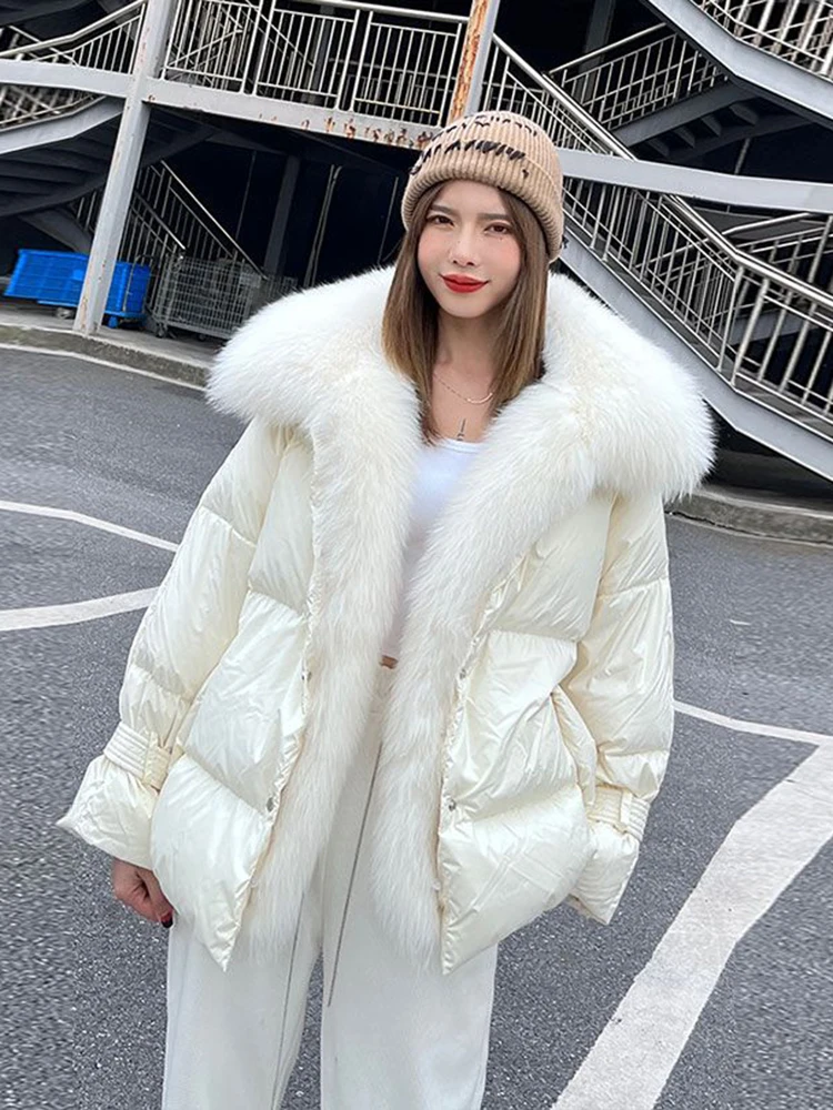 KBAT 2022 Women Winter Parka Faux Fox Fur Coat Oversized Cotton Padded Jacket Women Warm Waterproof Outerwear