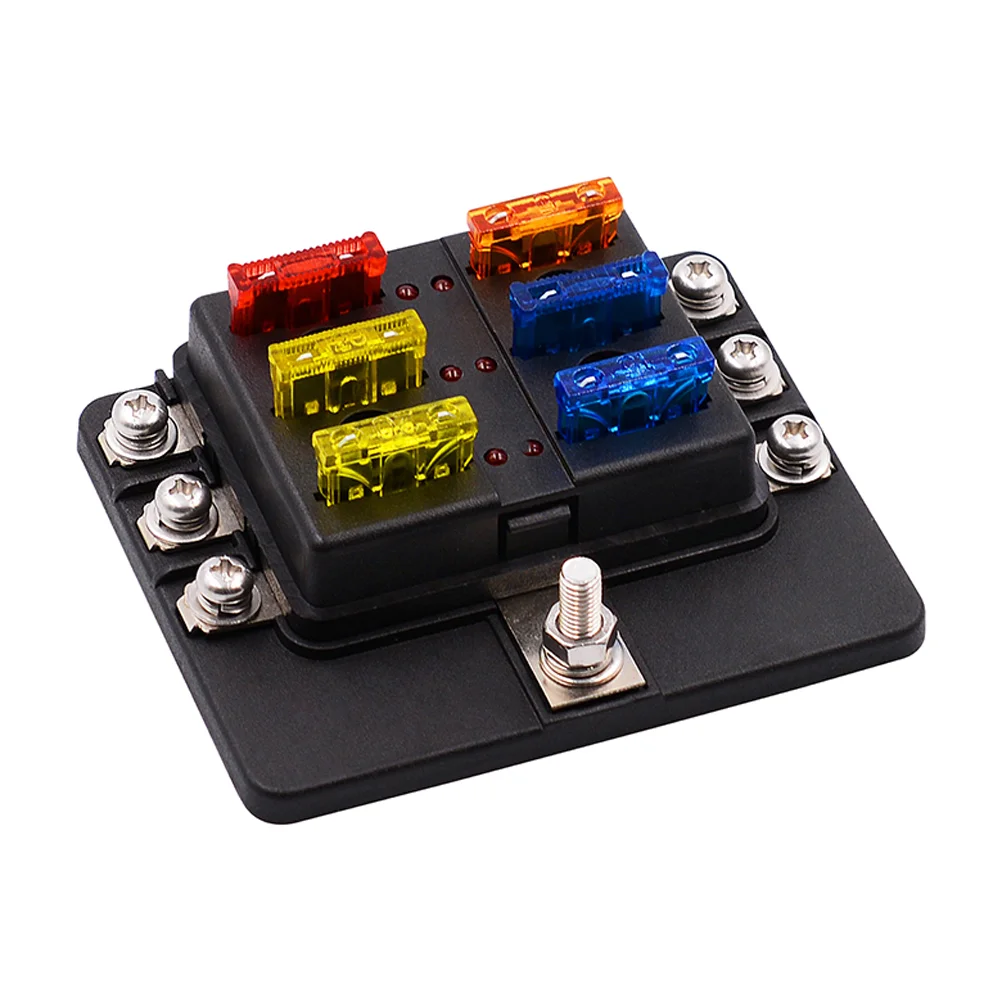 

1pc Car Fuse Box Holder Car RV 1 into 8 out 12-36V Screw Terminal Section Screw Wiring Terminal Fuse Block Holder Fuse Box