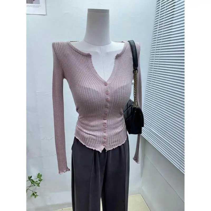 

Женский свитер с длинным рукавом BEENLE, облегающие леггинсы в Корейском стиле с полуоткрытым воротником и V-образным вырезом, весна