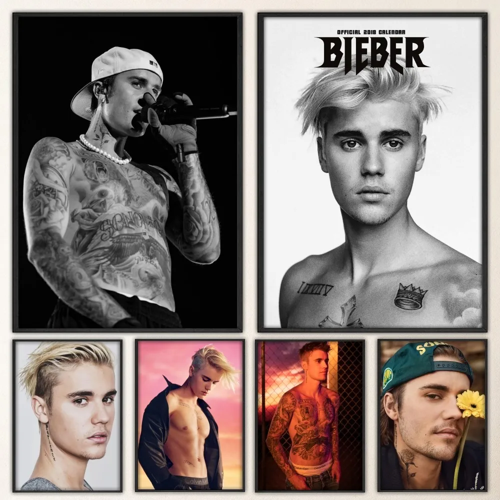 Певец J-Justin B-Bieber принты плакат настенная живопись спальня гостиная стена бар