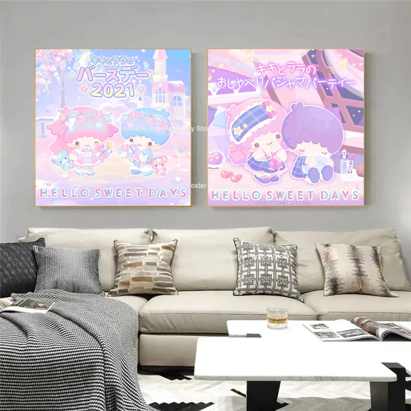 Kawaii Kuromi Cinnamoroll Hello Kitty плакат моя мелодия Милая Аниме Картина на холсте для