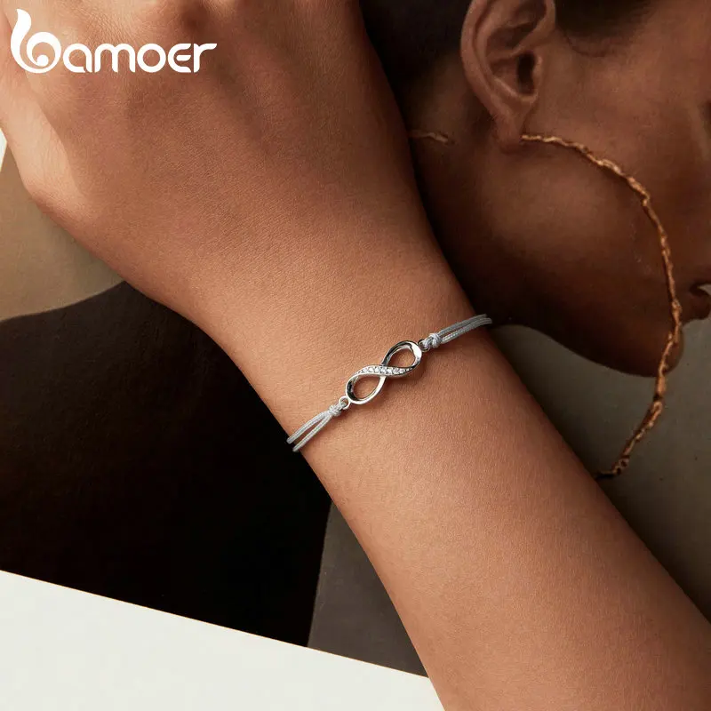 Bamoer 100% стерлингового серебра 925 пробы браслет Бесконечная любовь оригинальный