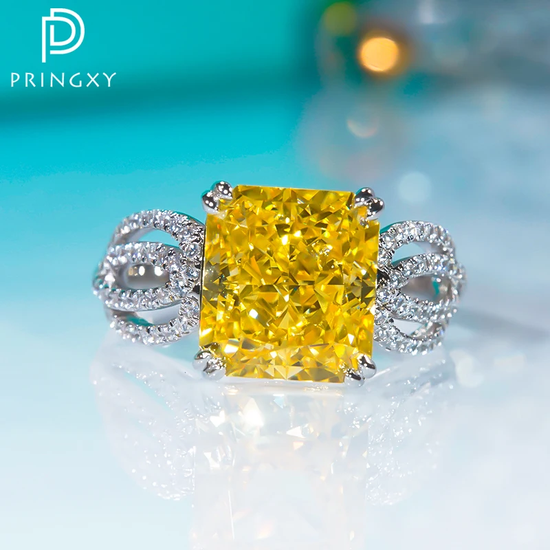 

Кольцо PRINGXY из серебра пробы с желтым бриллиантом 4 карата
