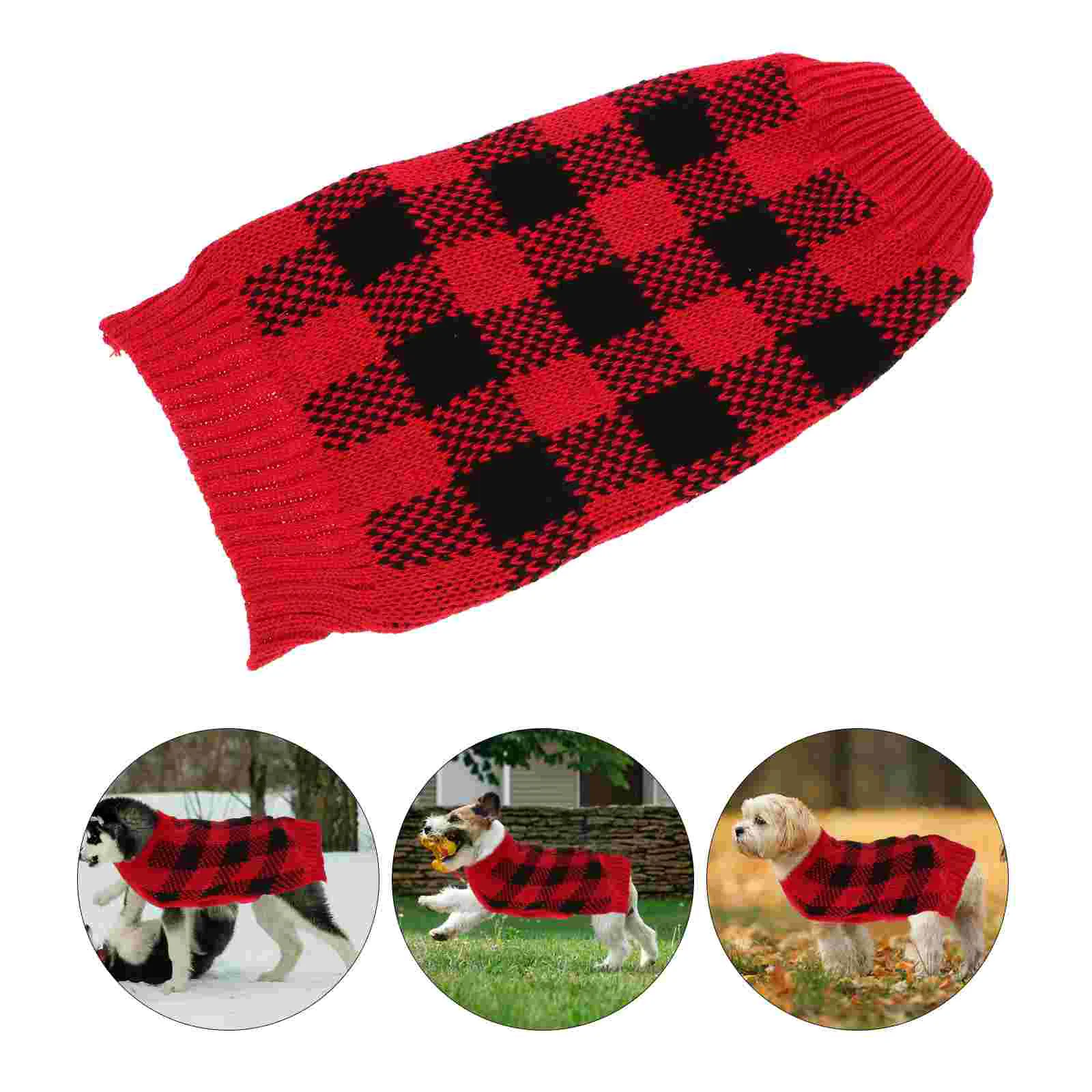 

Decorative Puppy Sweater Warm Keeping Pet Sweater Plaid Pet Clothes Cat Dog Clothing