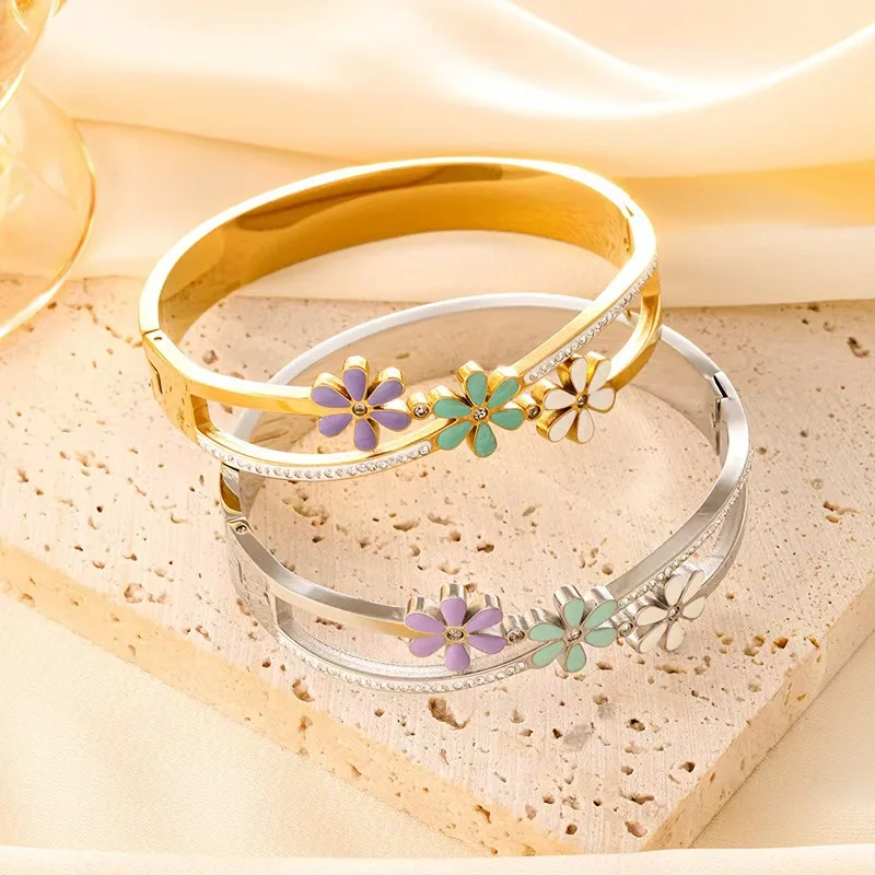 Браслеты APRILANDYU из нержавеющей стали с цветочными мотивами