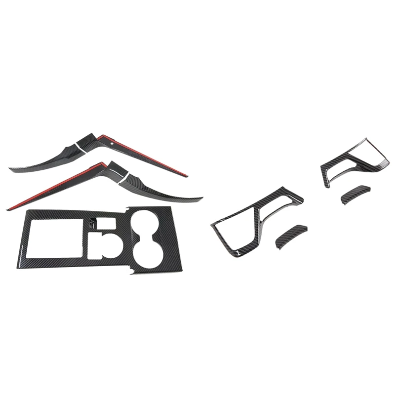 

2 Set Car Accessories: 1 Set Interior Gear Shift Panel Side Decor Trim & 1 Set Car Steering Wheel Cover Trim Moldings