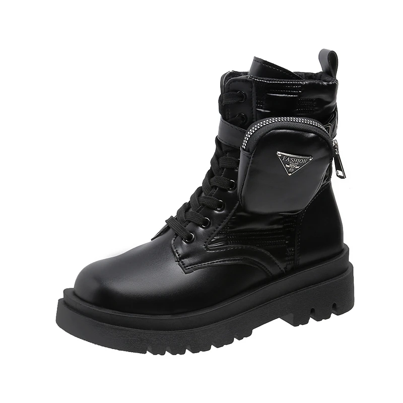 Женские мотоциклетные ботильоны из искусственной кожи на толстой подошве