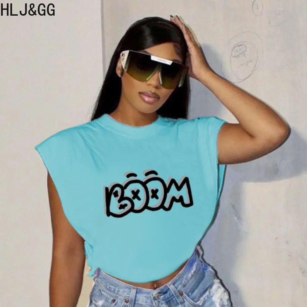 

Кроп-топ HLJ & GG женский с принтом, Повседневная футболка без рукавов, с Боковым Разрезом, с круглым вырезом, Стильная летняя одежда в стиле Харадзюку, 2023