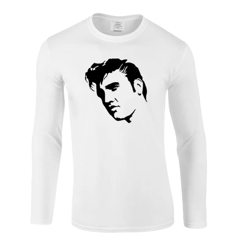 

Модная забавная футболка Elvis Presley в осеннем стиле, мужские футболки с круглым вырезом, уличная одежда в стиле хип-хоп, топы с длинным рукавом, ...