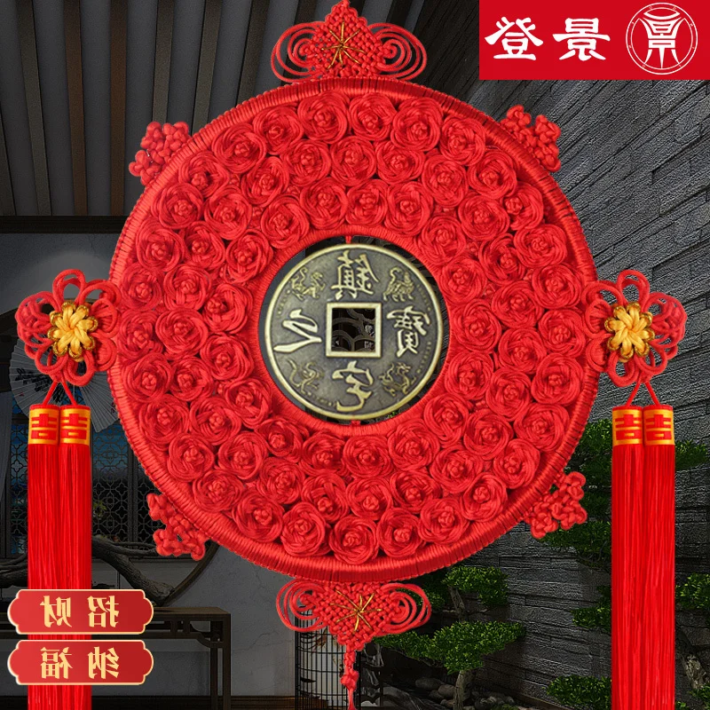 

Knot Chinese Copper Wire Pendant Living Room Large Decoration Hallway Hand-Knitted Moving into the New House Wall Hanging