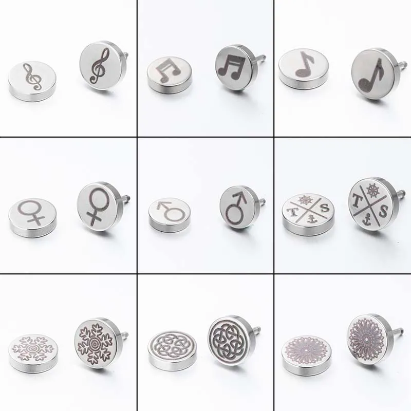 

Shuangshuo уникальные модные музыкальные серьги из нержавеющей стали для мужчин серебряный цвет круглые клипсы для ушей модные ювелирные издел...