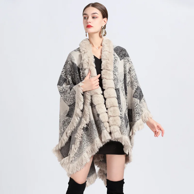 New Winter Long Sleeve Imitation Otter Rabbit Hair Coat Women Fashion Warm Fur Coats Outerwear Fake Fur Shawl Women Clothing