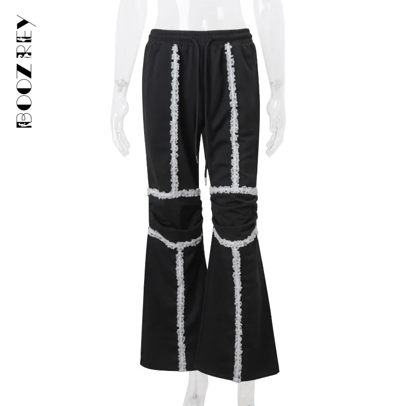 BoozRey 2024 Осенняя Новинка модная потертая кружевная Повседневная прямая микро