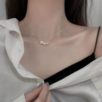 fashion elegant four pearl necklaces for women summer pearl choker simple design luxury pendant clavicle chain jewelry gift