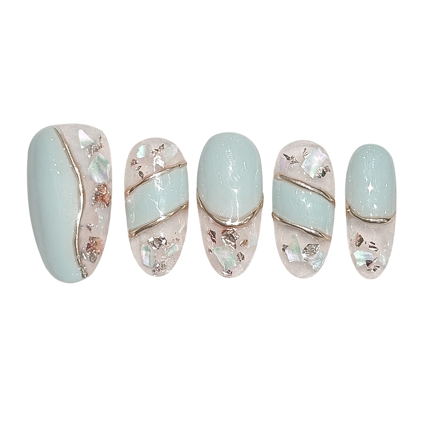 10 шт. винтажные накладные ногти ручной работы ледяные прозрачные мятно-зеленые