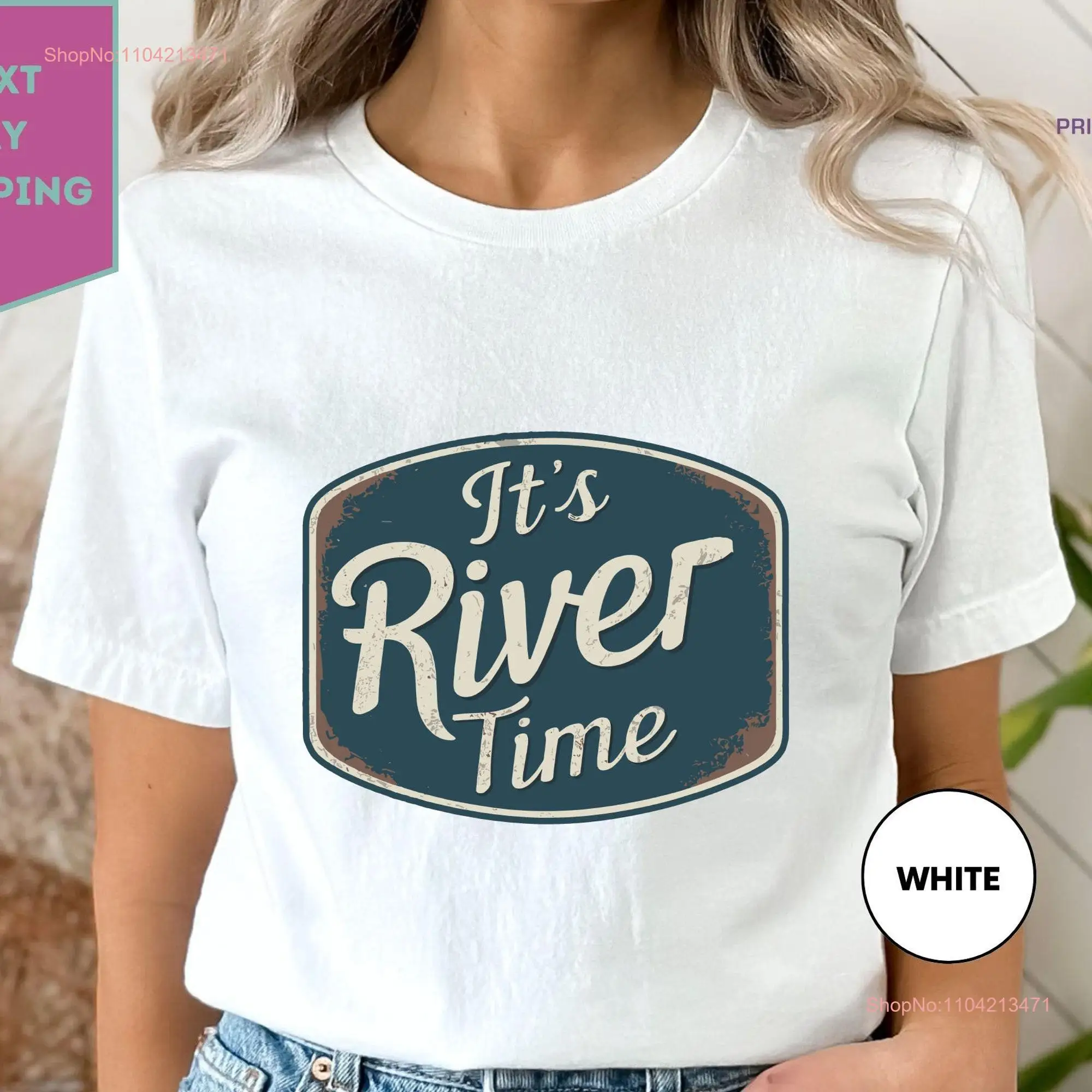 Футболка It's River Time Vibes Hippie Life Boating Vacation с длинными или короткими рукавами