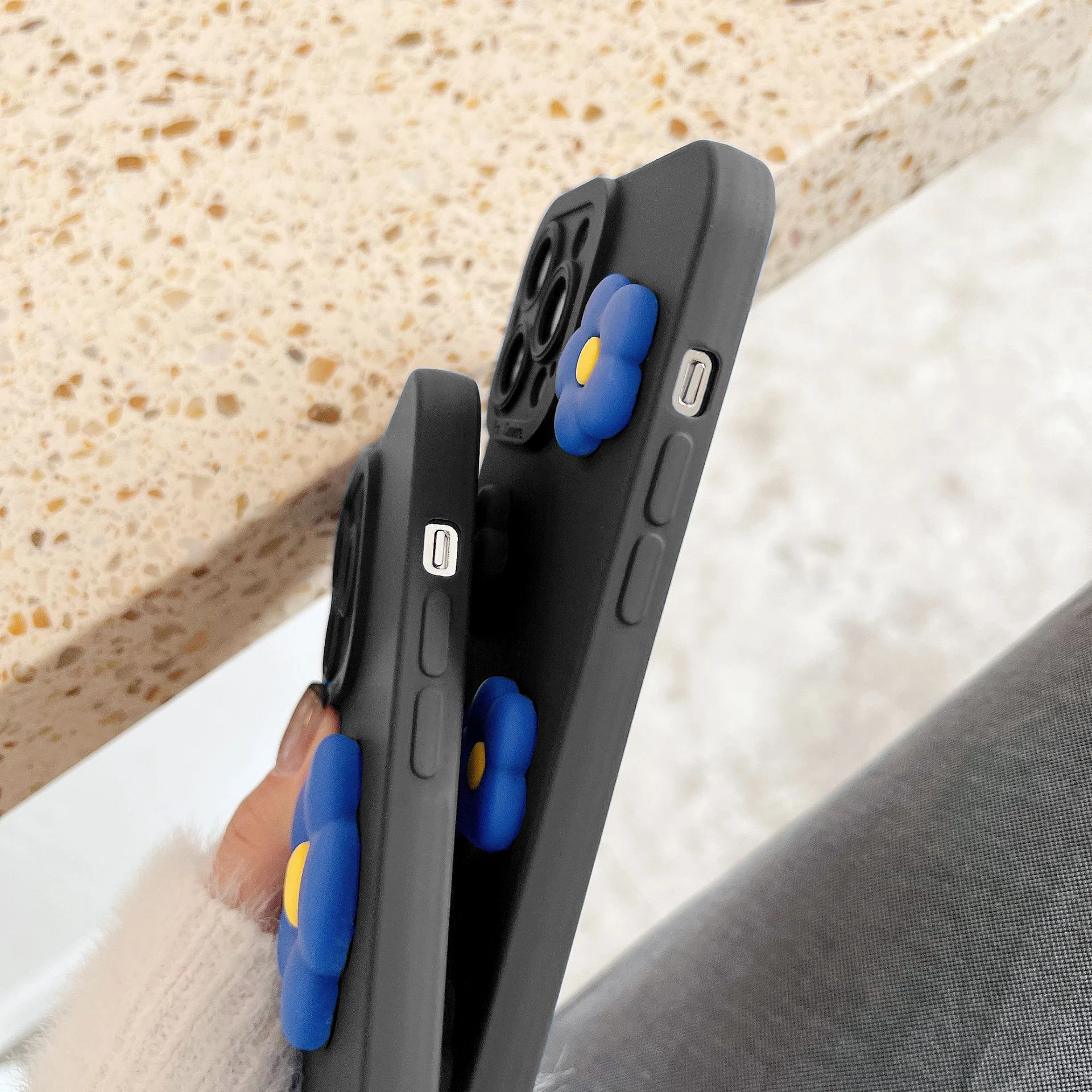 Роскошный синий однотонный 3D Цветочный Мягкий чехол для Google Pixel 9 Pro 8A 7A 6A 5A 4A 3A 3 XL