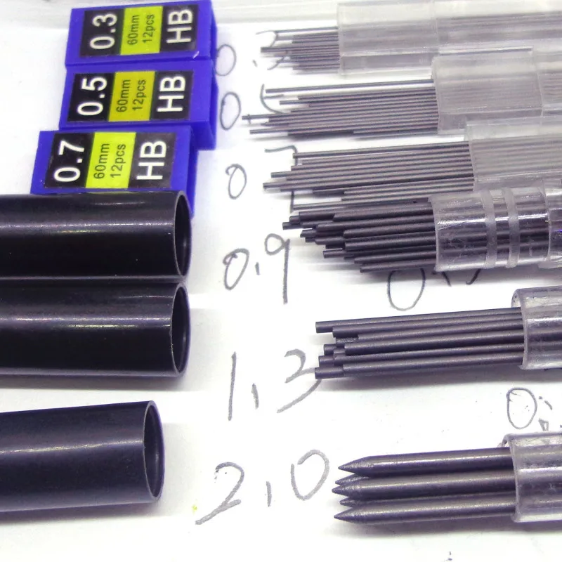 Lead 0.3 0.5 0.7 0.9 1.3 2.0 Hb 2b 12 Color Refill For Plastic Metal Press Automatic Pencil For Write Painting