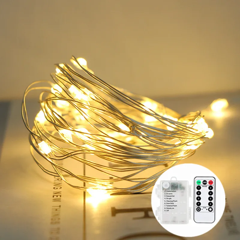 

Светодиодные гирлянды из медной проволоки 8 режимов теплый белый/белый/разноцветный