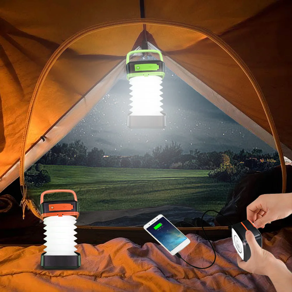 Camping Light Flashlight with USB Charging or Solar Charging Rechargeable Lamp Fishing Camping Portable Solar Camping Lantern