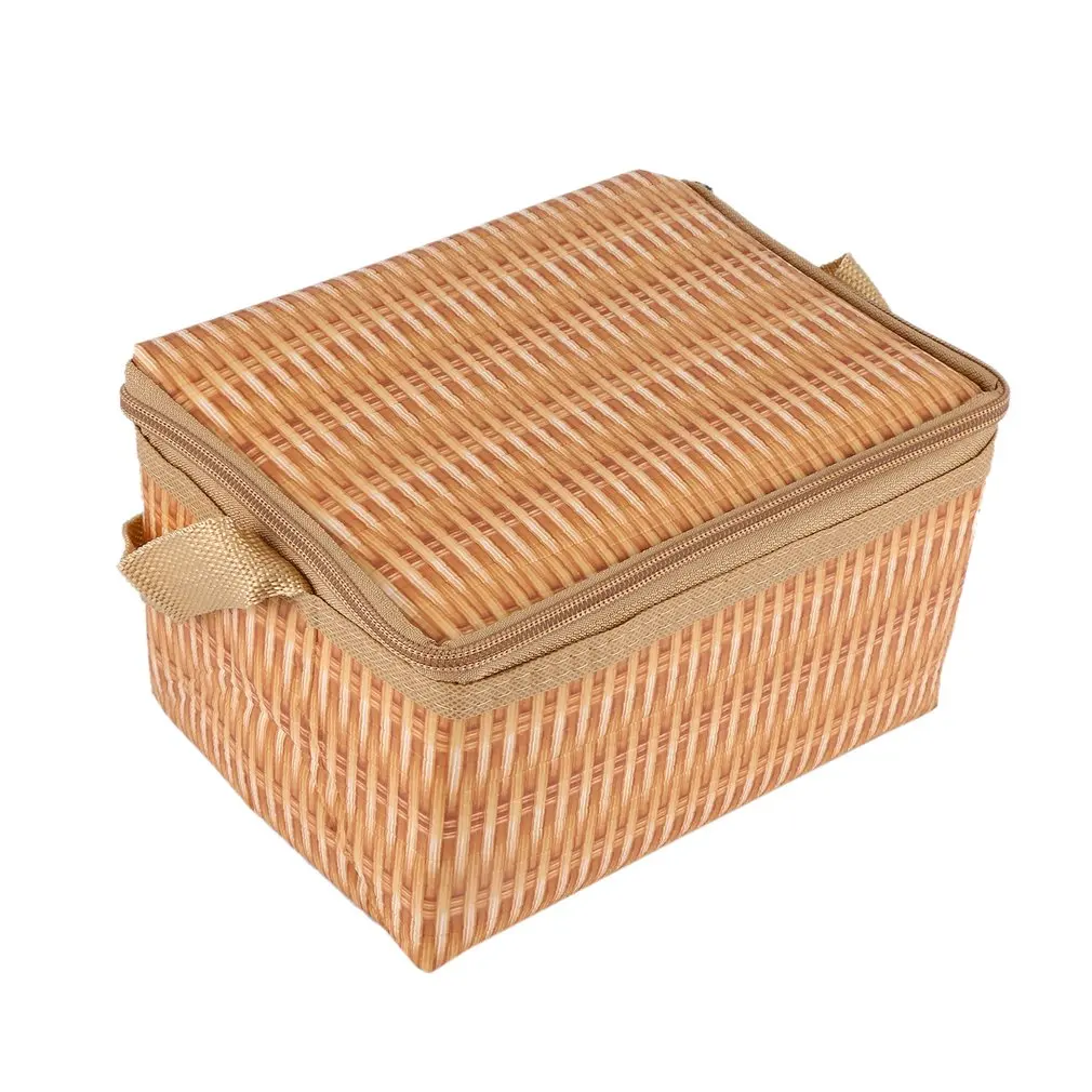 

Плетеная Сумка для ланча из искусственного ротанга, утолщенные водонепроницаемые термоизоляционные сумки для школы и пикника, уличная сум...