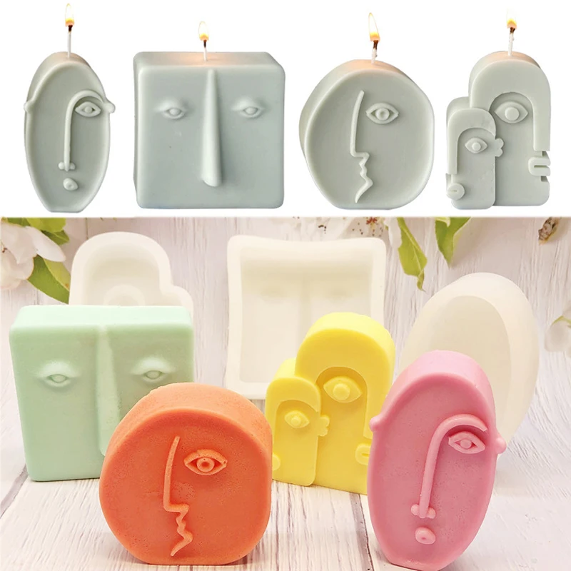 

Nordic Design Face Silicone Candle Mold Abstract Face Aromatherapy Candle Soap Plaster Ornament Making Portrait Sculpture Mould