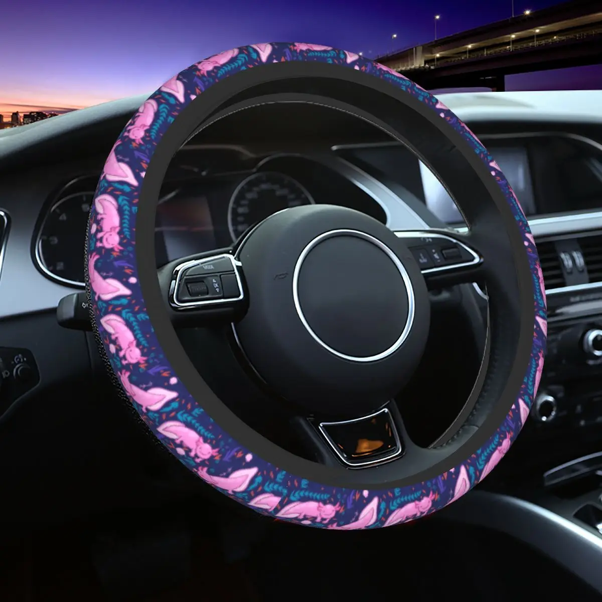 

Axolotl Aquatic Car Steering Wheel Cover 38cm Soft Kawaii Salamander Fashion Auto Decoration Steering-Wheel Accessories